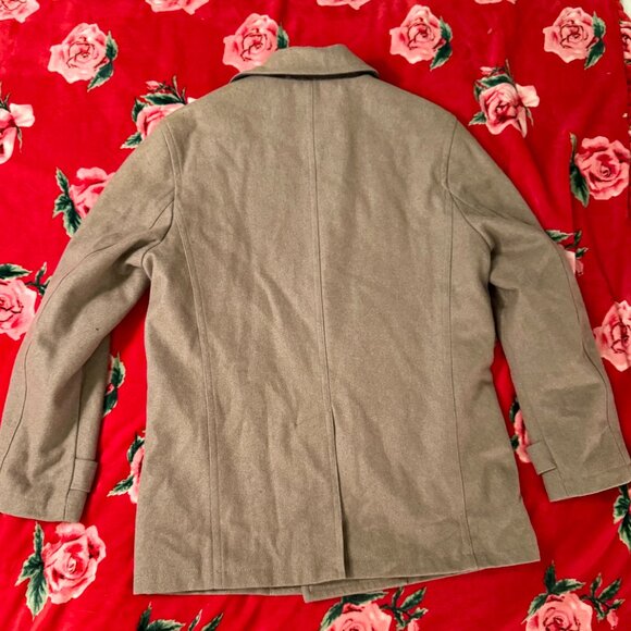 Michael Kors Delta Wool-Blend Faux-Leather-Trim Peacoat Men’s Large Brown - Picture 8 of 16